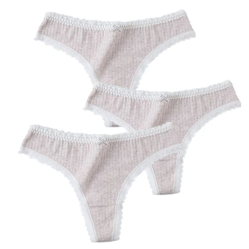 3 Pcs/Set Women Panties G-String Underwear Fashion Thong Sexy Cotton Panties Ladies G-string Soft Lingerie Solid Low Rise Panty