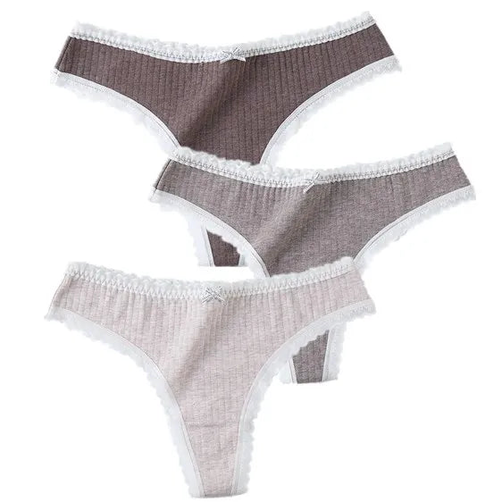 3 Pcs/Set Women Panties G-String Underwear Fashion Thong Sexy Cotton Panties Ladies G-string Soft Lingerie Solid Low Rise Panty