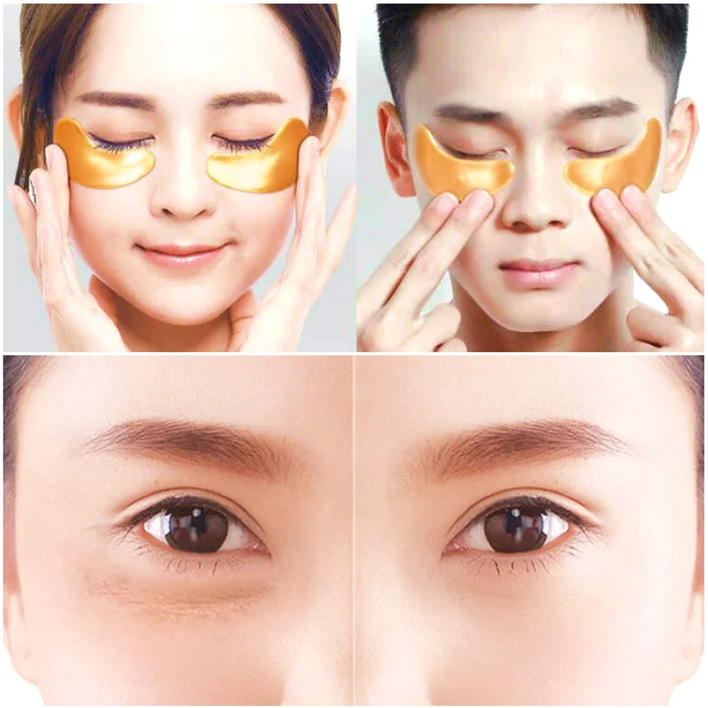 2Pcs=1Pair 24K Gold Crystal Collagen Eye Mask Eye Patches For Eye Care Dark Circles Remove Anti-Aging Wrinkle Skin Care TSLM2