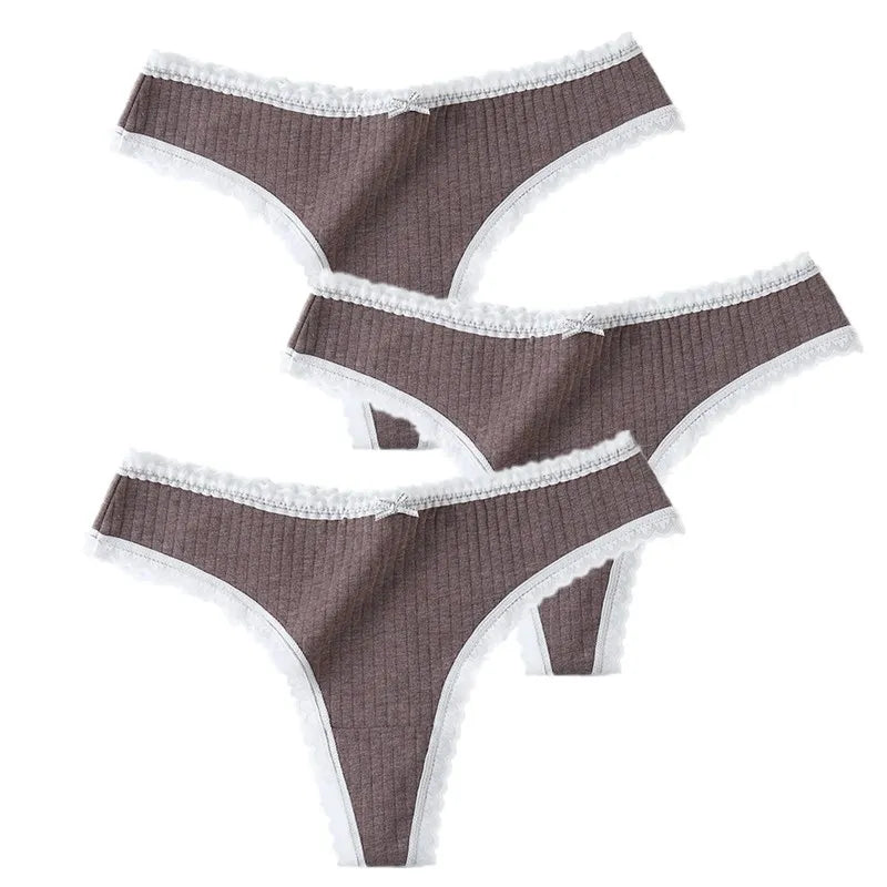 3 Pcs/Set Women Panties G-String Underwear Fashion Thong Sexy Cotton Panties Ladies G-string Soft Lingerie Solid Low Rise Panty