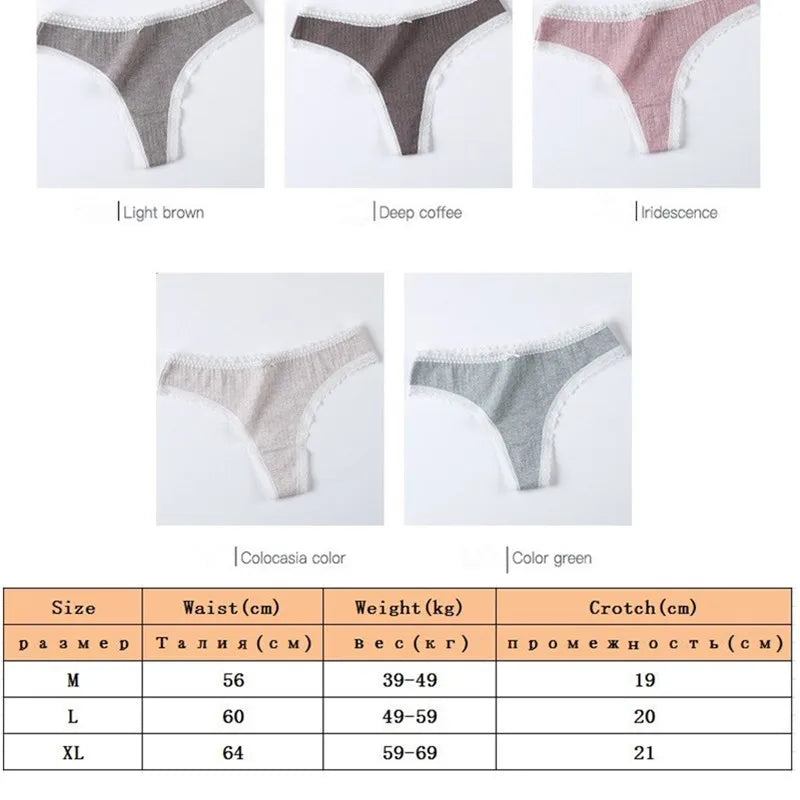 3 Pcs/Set Women Panties G-String Underwear Fashion Thong Sexy Cotton Panties Ladies G-string Soft Lingerie Solid Low Rise Panty