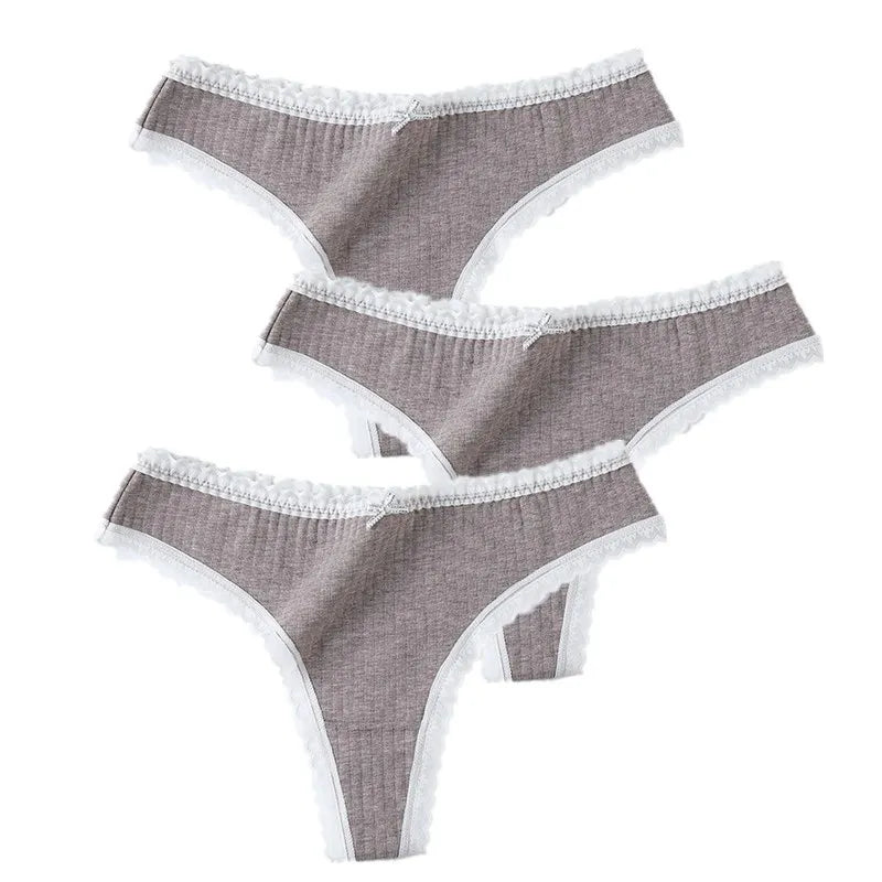 3 Pcs/Set Women Panties G-String Underwear Fashion Thong Sexy Cotton Panties Ladies G-string Soft Lingerie Solid Low Rise Panty