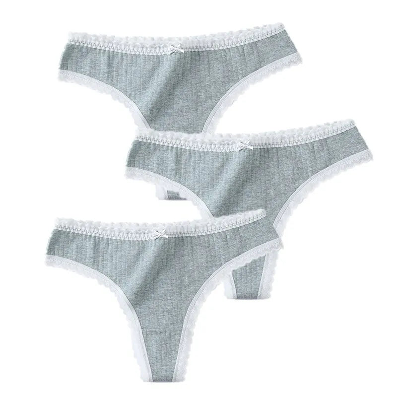 3 Pcs/Set Women Panties G-String Underwear Fashion Thong Sexy Cotton Panties Ladies G-string Soft Lingerie Solid Low Rise Panty