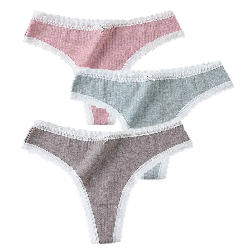 3 Pcs/Set Women Panties G-String Underwear Fashion Thong Sexy Cotton Panties Ladies G-string Soft Lingerie Solid Low Rise Panty